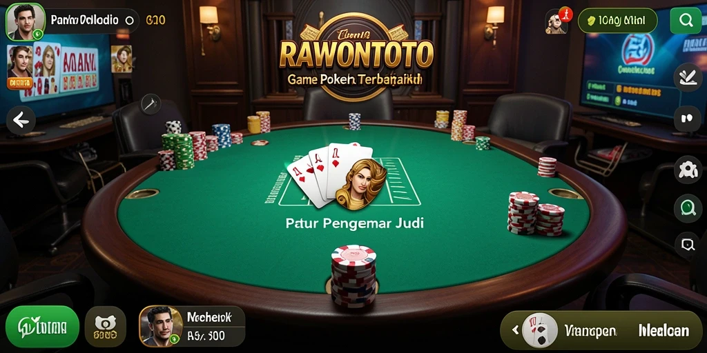 Tangkapan layar permainan RAWONTOTO yang menunjukkan aksi poker yang seru.