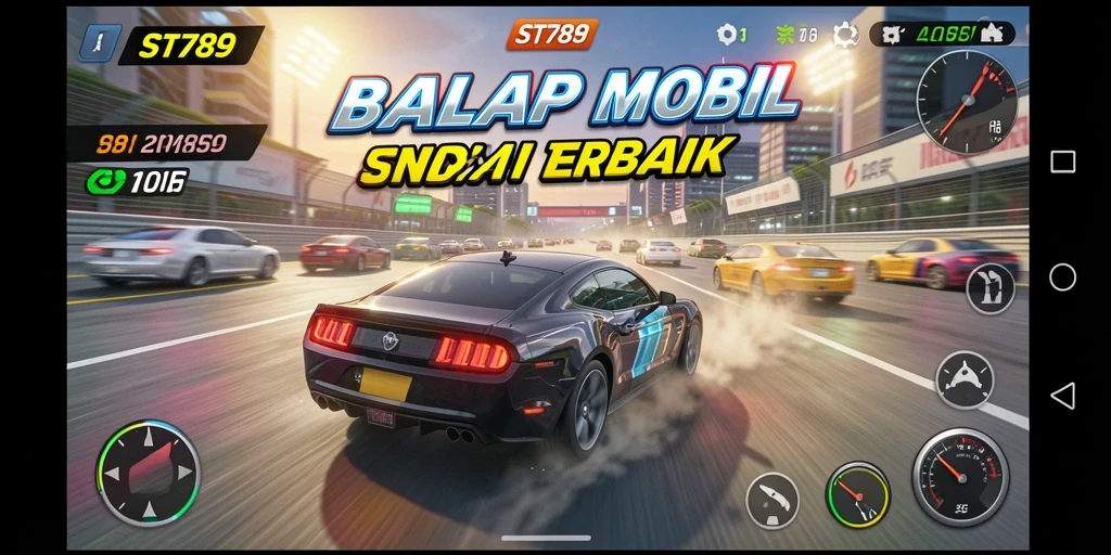 Tampilan gameplay ST789 yang mendebarkan di trek balap realistis.